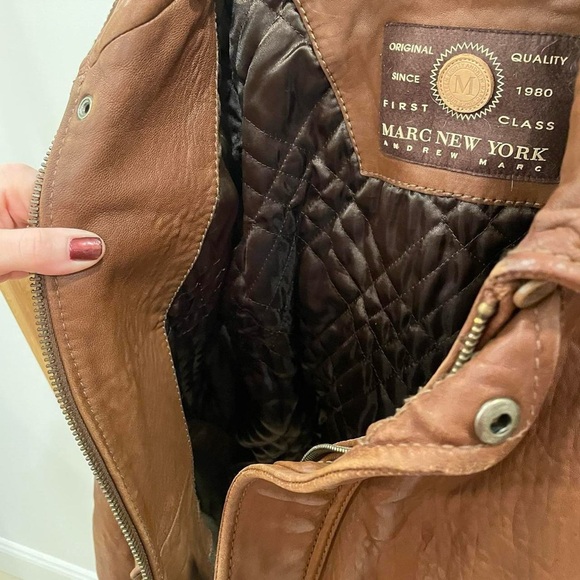 ✨SOLD✨ Vintage Leather Aviator Bomber Flight Jacket Coat in Cognac Brown - Picture 8 of 8